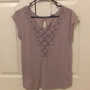 Grey/tan short sleeve with flower applications